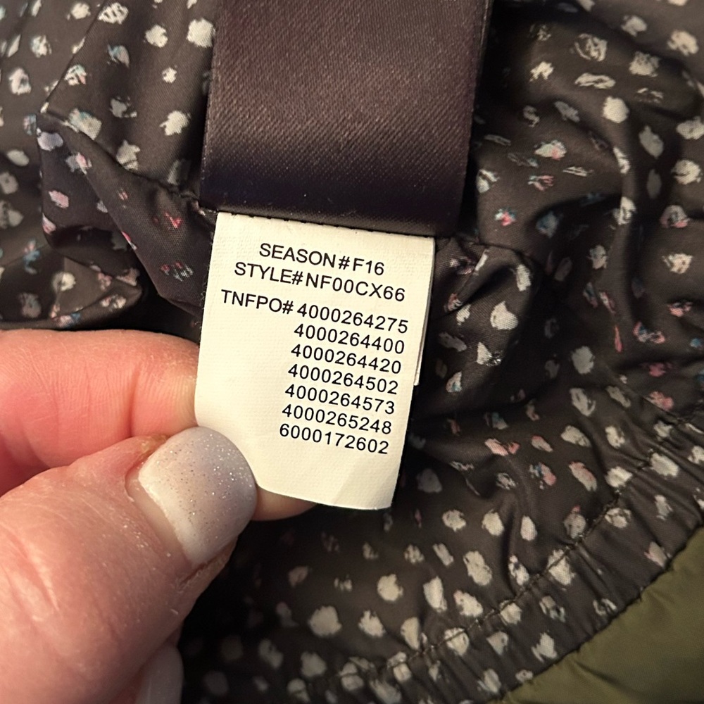 The North Face Army green and inside Patterned Jacket